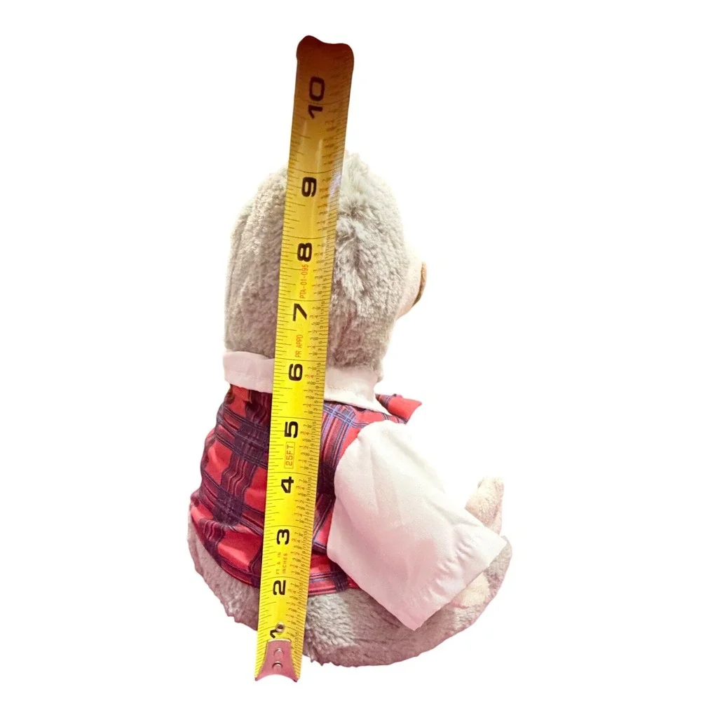 Build-A-Bear Workshop weighted Sloth‎ Plush Grey Dressed Plaid Vest Bow Tie 10in